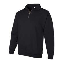 JERZEES Super Sweats NuBlend Quarter-Zip Cadet Collar Sweatshirt - 50% Cotton/50% Polyester - (SA419) - màu đen - Xem 3