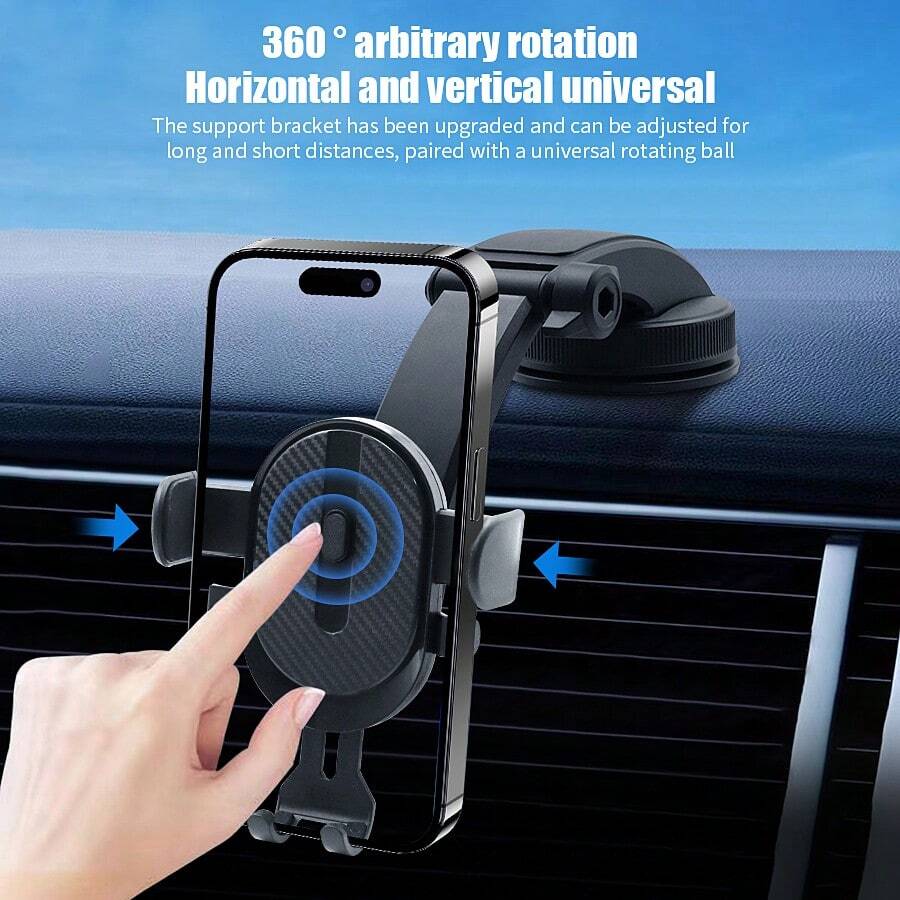 New Multi-Function Suction Cup Car Phone Holder, Dashboard Navigation Mount Bracket - Black - View 1