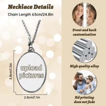 1 件定制个性化照片项链，适合男女节日礼物吊坠装饰 - 圆形、心形和椭圆形吊坠选项，适合家人、宠物、母亲 - 彩色 - 查看 11