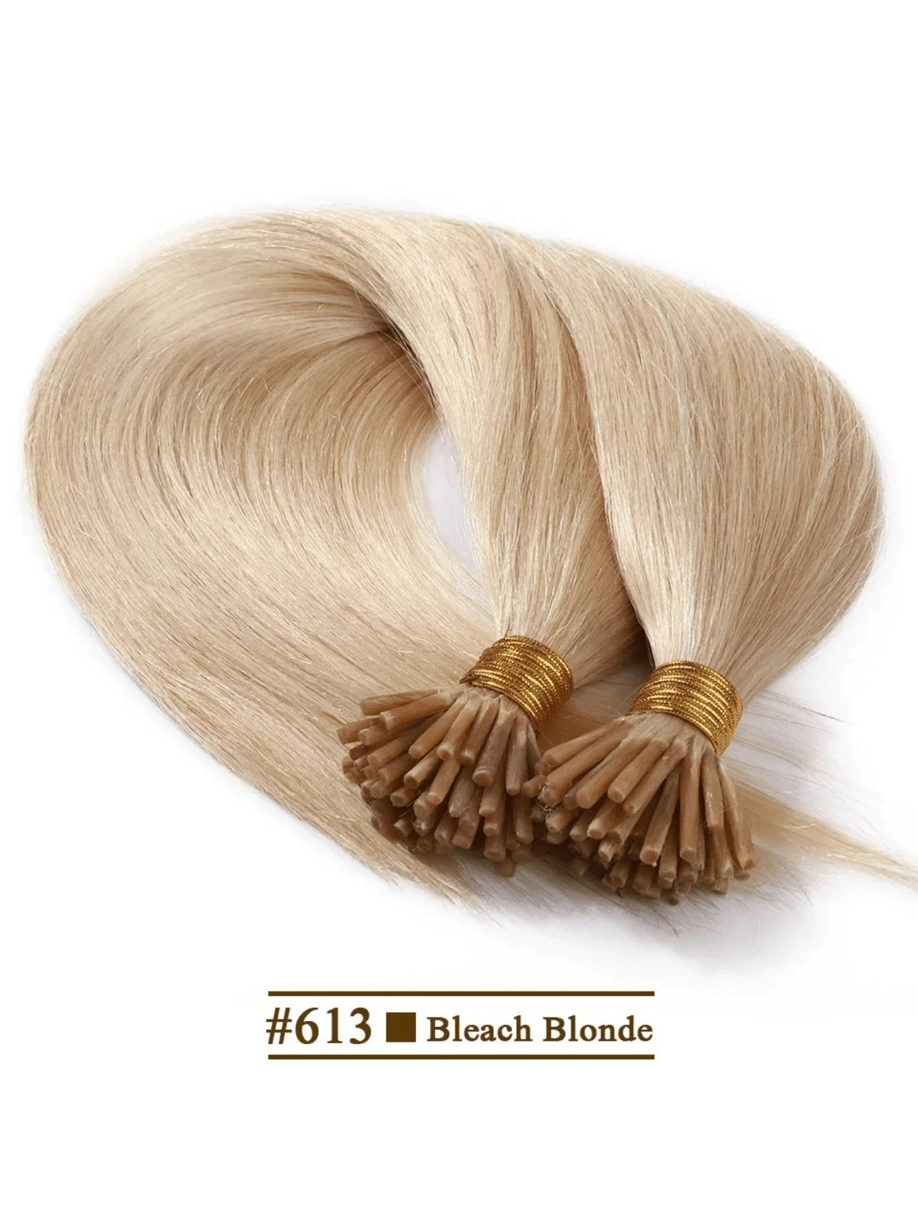 Straight I-Tip Hair Extensions, Natural Real Hair Fusion Extensions Kit, Keratin Capsules, Brown-Golden Color, 30g/Pack