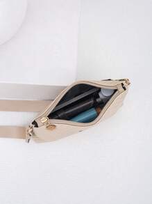 女士时尚波浪纹理链条斜挎包、单肩包、手拿包、信封包 - 杏色 - 查看 8