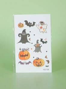 5pcs Halloween Glow-In-The-Dark Stickers, Cartoon Pumpkin, Ghost, Bat Patterns, Waterproof And Sweat-Proof, Temporary Tattoo Stickers, Unisex, Suitable For Face, Neck, Arms And Other Body Parts, Create Personalized Tattoos - Multicolor - View 10