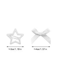 24 件/套女士时尚彩色蝴蝶结星星发夹优雅公主芭蕾 Y2K 风格迷你发饰适合日常使用可爱粉色发饰