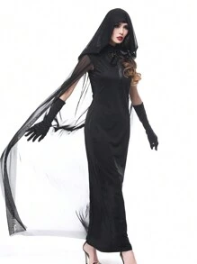 1pc Vampire Bride Shawl Sexy Black Devil Witch Cloak, Witch Costume Cloak For Party And Drama Performance Fall Clothes For Women