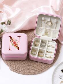 1 件珠宝收纳盒便携式旅行和商务旅行使用，适用于戒指、耳环、项链、小珠宝盒