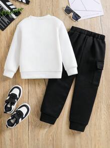 Toddlers' Letter Print Round Neck Sweatshirt And Sweatpants Set