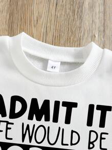 Toddlers' Letter Print Round Neck Sweatshirt And Sweatpants Set