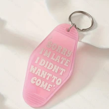 1pc Pink & Red Acrylic Keychain With Retro Car & Hotel Themed Slogan, Cute Gift For Friends And Birthday, Casual Bohemian Party ABS Material Car Accessories Bag Charm School Goth Y2k Bag Accessories Lanyards With Id Holder Car Accessories Bag Charms Christmas Car Teacher Sister Gift Ideas