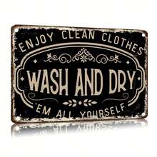 12x8 Inch Vintage Laundry Room Metal Sign - Rustic Iron Wall Decor