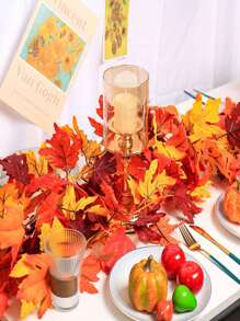 1 chiếc lá phong mùa thu, bí ngô, quả mọng và vòng hoa trang trí, cho Lễ Tạ ơn, Giáng sinh, trang trí trang trại, thích hợp cho lò sưởi, tường, cầu thang, trong nhà và ngoài trời - Nhiều màu - Xem 10