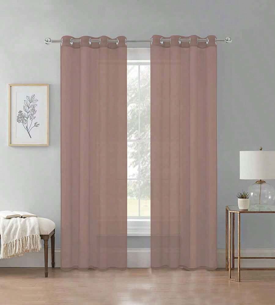 TRANSPARENT VEIL CURTAIN - COFFEE - View 1