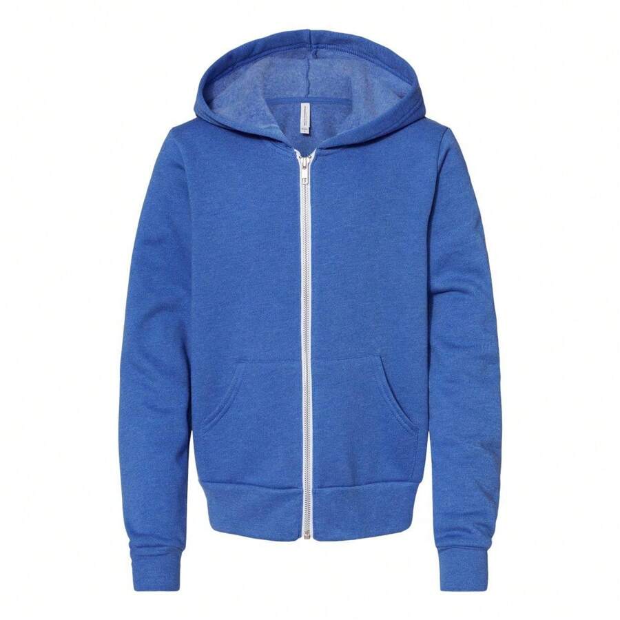 BELLA + CANVAS Youth Sponge Fleece Full-Zip Hoodie - 52% Cotton/48% Polyester - (SA8196) - Xanh đậm - Xem 1