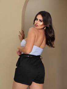 TAILORED SHORTS WITH BELT - Black - View 2
