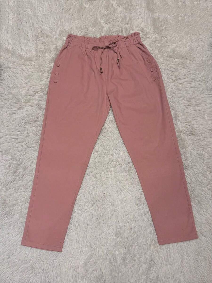 Plus Size Twill Pants With Elastane/RU304 - 粉色 - 查看 1