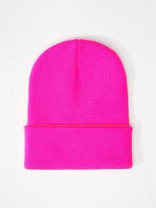 1pc Y2K Style Acrylic Plain Knitted Beanie Hat, Outdoor Cold Weather Casual Warm Cap For Daily Commute Halloween Fall Outfit - Light Board - View 26