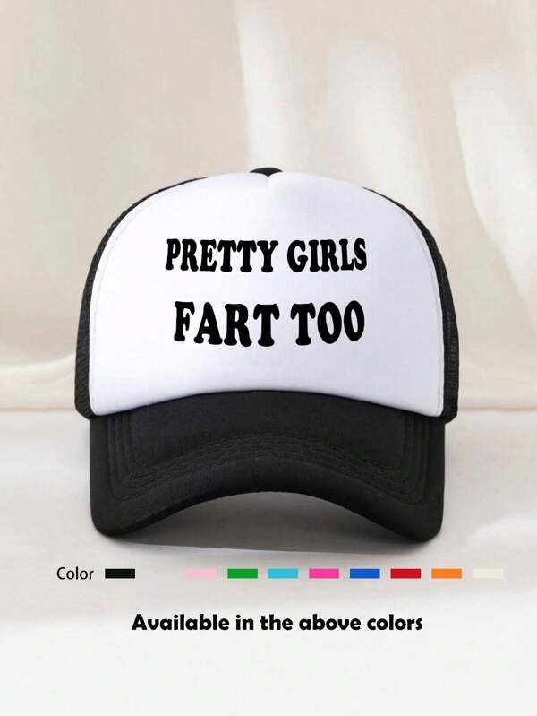 1pc Unisex Printed Decorative Interesting Sponge Net Trucker Hat, Baseball Cap, Sun Hat, Dad Hat, Suitable For Daily Use, Outdoor Travel, Hiking, Beach, Vacation Halloween