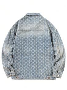 Men's Retro Streetwear Fashion American Style Floral Print Denim Jacket, & Niche