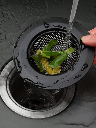 Colador de fregadero de cocina de acero inoxidable negro, colador de ducha de baño de acero inoxidable, colador de fregadero, cesta de filtro, tapa de desagüe - se adapta a varias aberturas de fregadero y bañera, anti-atasco y resistente a olores