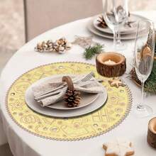 1 件 Teslin 圣诞主题图案餐垫，防滑隔热防水易于清洁，适用于日常餐桌 - 彩色 - 查看 9