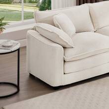 Modern Fabric Living Room Set Of 2 Sofas With One 2-Seat Sofa And One 3 - Seat Sofa, Upholstery Large Deep Seat 2 Seatr And 3 Seater Sofa Set, Light Beige Corduroy Fabric