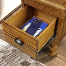 Solid Wood End Table, Rectangle 23.6 Inch Narrow Side Table With Drawer, Vintage Bedside Table Nightstand For Small Spaces, Living Room, Bedroom, Easy Assembly, Antique Brown