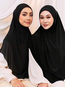 1pc Ready To Wear Oversized Double Layer Convenient Chiffon Hijab Veiled Clothes - Multicolor - View 9