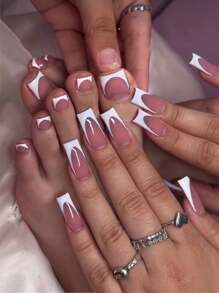 288 片法式芭蕾系列指甲贴，适合所有女性和女孩，采用纯闪光和法式设计，适合日常佩戴，按压指甲，美甲用品，美甲 - 粉色 - 查看 2