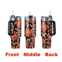 [Halloween] 1 cốc du lịch chân không cách nhiệt bằng thép không gỉ 1200ML, dung tích lớn 40oz, họa tiết in 5D, kèm 1 ống hút, 1 cọ vệ sinh, đế lót ly bằng silicon, thích hợp làm quà tặng tiệc Halloween, có thể mua riêng phụ kiện - Nhiều màu - Xem 17