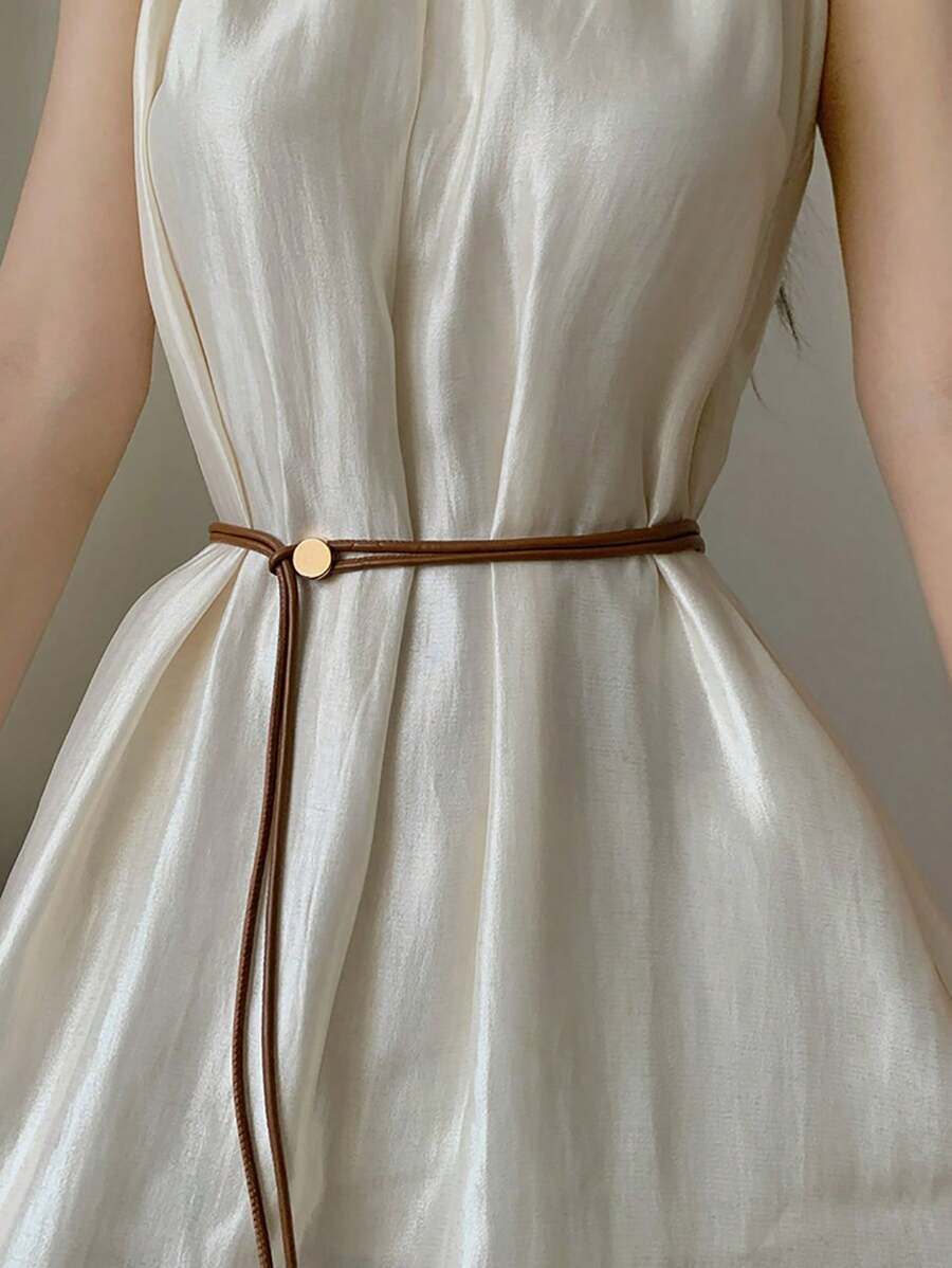 1 chiếc thắt lưng PU cổ điển thanh lịch dành cho nữ, phụ kiện thắt lưng thắt nút trang trí cổ điển mùa hè, mùa thu, mùa thu, Halloween