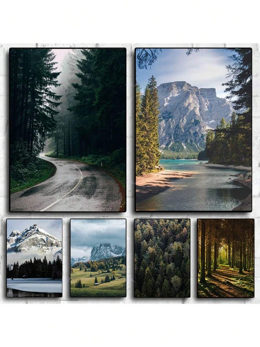 1pc Đẹp Rừng Xanh Đậm Sương Mù Núi Phong Cảnh Phong Cảnh Thiên Nhiên Poster Tranh Canvas Nghệ Thuật Treo Tường Hình Ảnh Trang Trí Phòng Nhà Không Có Khung - Nhiều màu - Xem 1