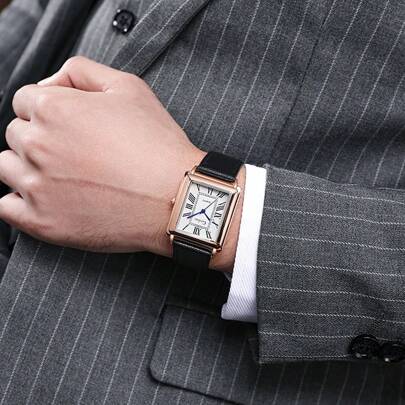 Reloj de negocios de moda para hombre, esfera con números romanos, correa