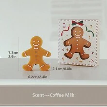 姜饼人造型香氛蜡烛，65克手工制作，美观香氛大豆蜡圣诞装饰蜡烛，可用作桌面拍照道具，是圣诞夜派对装饰和礼物的完美之选，也是圣诞装饰品和圣诞礼物的理想选择。 - 咖啡棕 - 查看 3