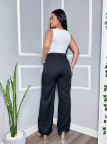 Tailoring Wide Leg Social Pants - 黑色 - 查看 3