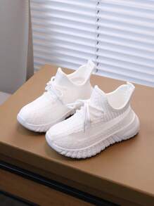 1 par de zapatos deportivos para niña, nuevos tenis casuales transpirables de malla para correr en el otoño - Blanco - Ver 18