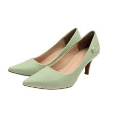 Scarpin Feminino Menta Bico Clássico Salto Baixo Confortável