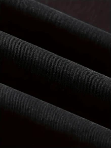 男士修身纯色牛仔裤，可拉伸直腿商务休闲棉质长裤，带斜口袋，四季穿着 - 黑色 - 查看 4