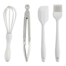 A Set Of Four High-Temperature Resistant Silicone Kitchenware, Silicone Scraper, Heat-Resistant Clip, Oil Brush, Egg Beater, Non Stick Kitchenware, DIY Baking Cake Tools, Kitchenware Set, Mini Four Piece Set - White - View 7