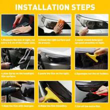 1 Roll 100cm*30cm Matte Black/Yellow Car Headlight Tint Film, Universal Fit