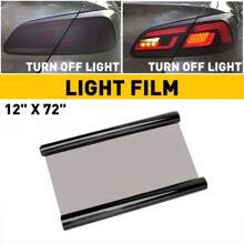 1 Roll 100cm*30cm Matte Black/Yellow Car Headlight Tint Film, Universal Fit