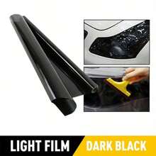 1 Roll 100cm*30cm Matte Black/Yellow Car Headlight Tint Film, Universal Fit