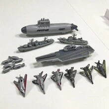 Military Series Aircraft Carrier Battle Group Kit, Learning Military Knowledge, Nuclear Submarine Can Launch Missiles, War Ship Can Launch Fighter Jets, Children Toys, Christmas Gift - Multicolor - View 2