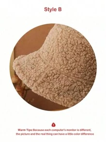 1pc Reversible Faux Shearling Bucket Hat For Women, Warm And Thick For Fall Winter - Multicolor - View 6