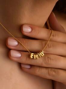 1pc Women's Exclusive Personalized Pendant Necklace, Bubble Letter Name Necklace, Customized Gift For Friends, Couples And Family, Specially Designed Custom Name Necklace, Suitable For Wedding, Valentine's Day, Mother's Day Gift - Multicolor - View 3