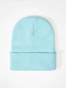 1pc Y2K Style Acrylic Plain Knitted Beanie Hat, Outdoor Cold Weather Casual Warm Cap For Daily Commute Halloween Fall Outfit - Light Board - View 9