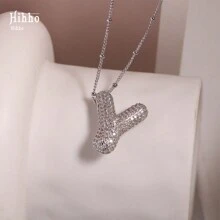 1 pieza Collar con colgante cúbico de globo con inicial audaz AZ, joyería personalizada con letra de color plateado para mujer - Plateado - Ver 11