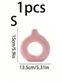 1pc White Plastic Vase, Flower Pot, Artificial Flower Vase, Floral Container, Decorative Vase - Pink - View 14