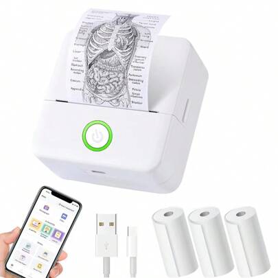 Mini Printer, Inkless Sticker Maker, Free Cut Small Pocket Printer, Portable Thermal Printer For Photo Journal Notes Memo,Timy Print App Phone Connection With Thermal Printing Paper For Halloween DIY Decoration,Christmas Gift Back To School