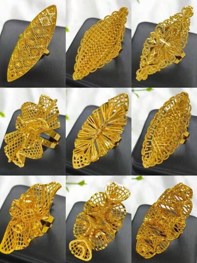 1 pièce Bague longue plaquée cuivre mode femme, bague ajustable pour doigt, pour mariée, fête, vacances, Noël, Action de grâce, cadeau, Moyen-Orient, Afrique, Royaume-Uni, États-Unis, France