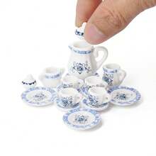 Bộ ấm trà sứ mini 15 món tinh tế | Hoa hồng thanh lịch, pháo hoa, mèo, cánh hoa, chấm bi xanh, hoa và các mẫu thiết kế khác | Đồ trang trí thiết yếu cho năm mới, giáng sinh và nhà búp bê, quà tặng cao cấp, Halloween, đồ trang trí Halloween - Nhiều màu - Xem 28