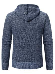 Felpa con cappuccio e chiusura lampo da uomo, maglione lavorato a maglia a righe con maniche lunghe, felpa con cappuccio aderente con tasche, invernale